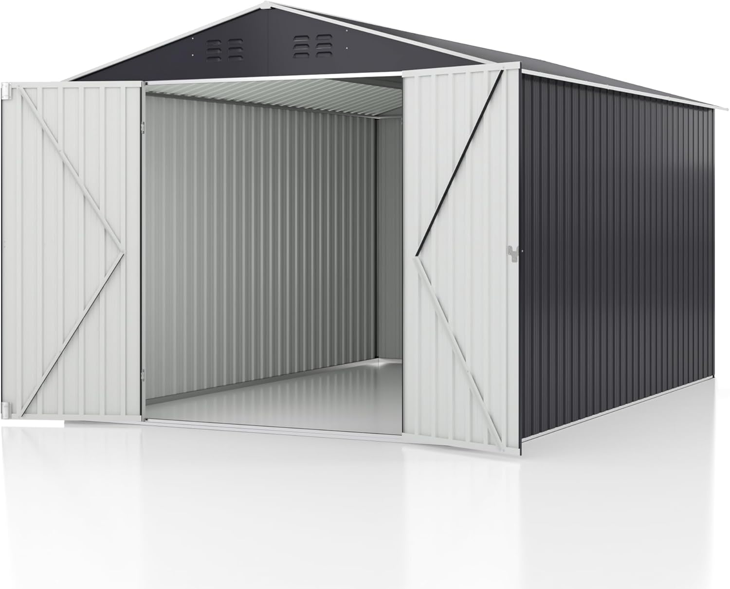 VIWAT 8 ft. W x 12 ft. D Metal Outdoor Storage Garden Tool Steel Shed with Lockable Doors and Vents