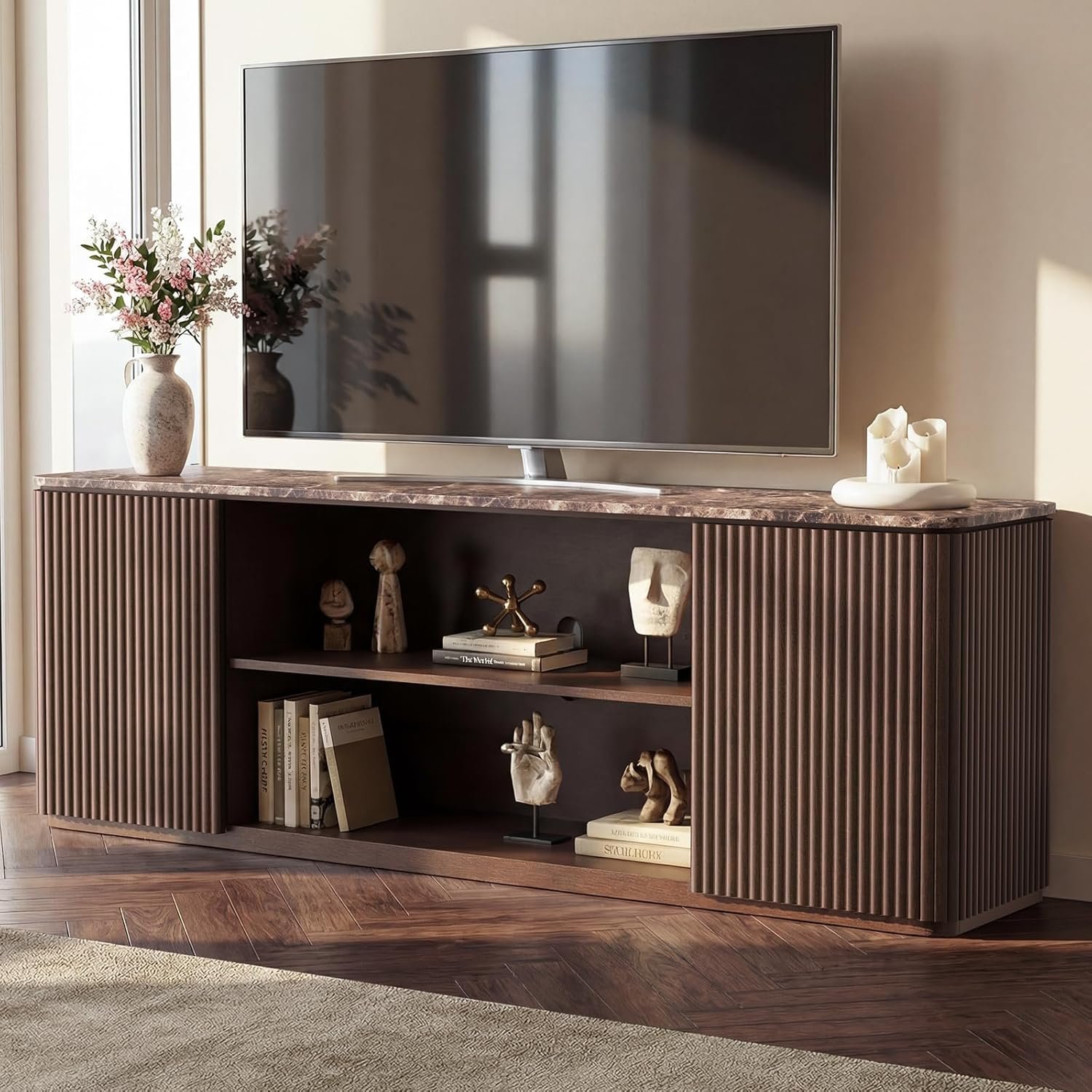 Brown 70" Solid Wood TV Stand with 3-6 Drawers by Corrigan Studio