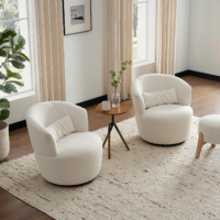 White Fabric Swivel Armchair Arden by Castlery - Image 2