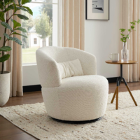 White Fabric Swivel Armchair Arden by Castlery