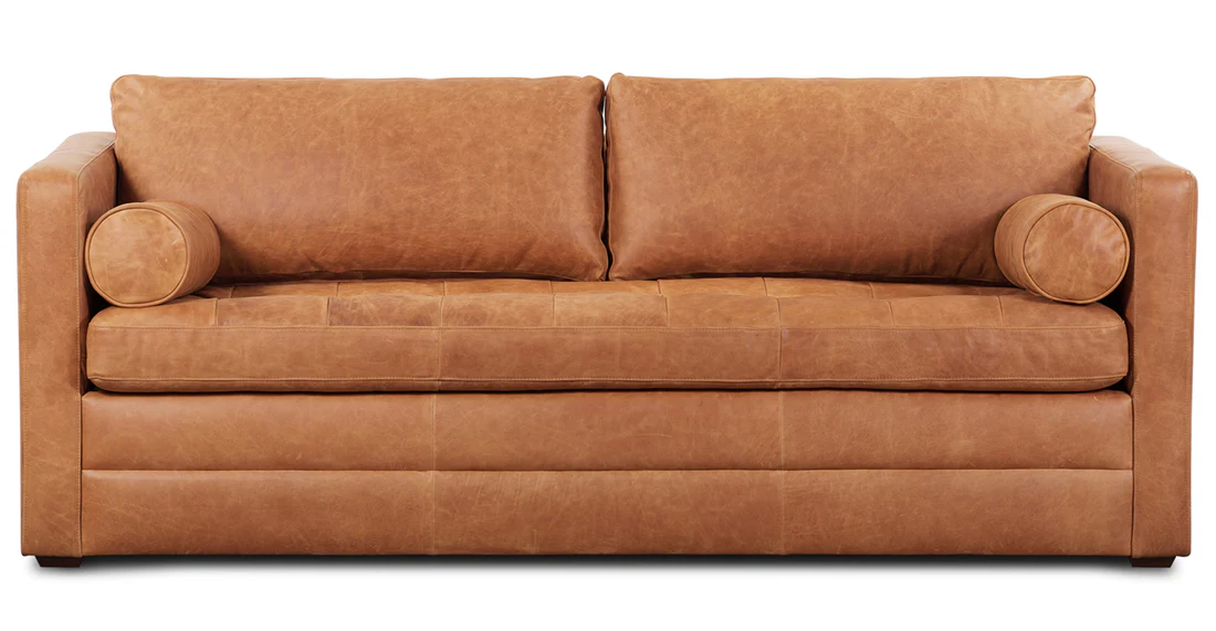 Poly & Bark Napa 82" Leather Pull-Out Convertible Sleeper Sofa