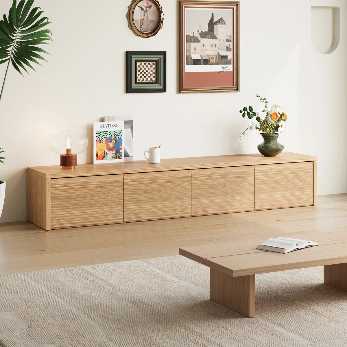 george oliver Nordic Style 79'' Long Wooden Tv Stand With 4 Drawers