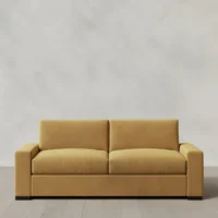 Stillman Sleeper Sofa in Performance Velvet in Caramel, Size Queen by Quince